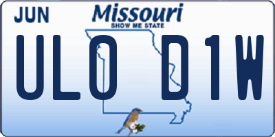 MO license plate UL0D1W