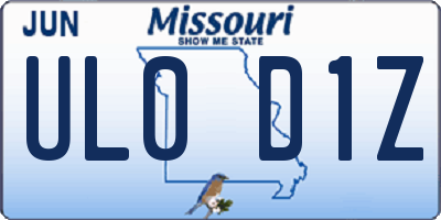 MO license plate UL0D1Z