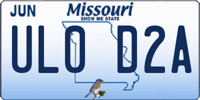 MO license plate UL0D2A