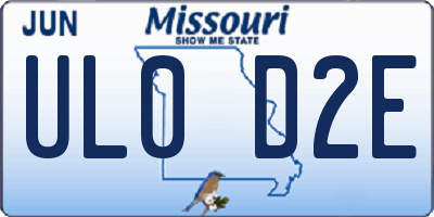 MO license plate UL0D2E