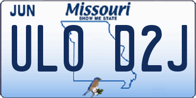MO license plate UL0D2J