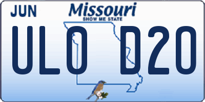 MO license plate UL0D2O