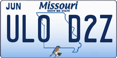 MO license plate UL0D2Z