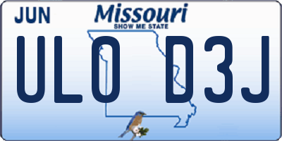 MO license plate UL0D3J