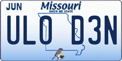 MO license plate UL0D3N