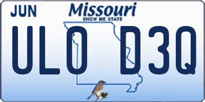 MO license plate UL0D3Q