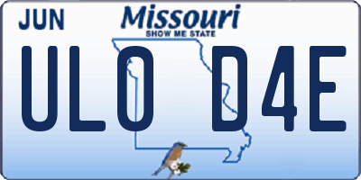 MO license plate UL0D4E