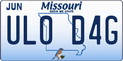 MO license plate UL0D4G
