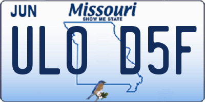 MO license plate UL0D5F