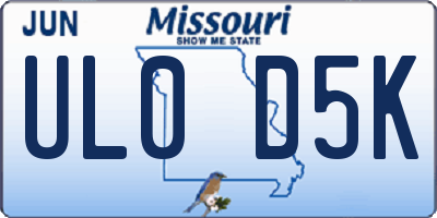 MO license plate UL0D5K