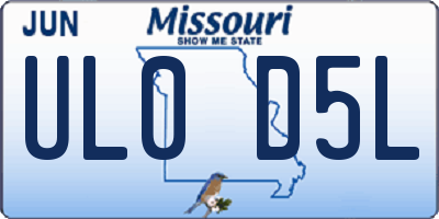 MO license plate UL0D5L