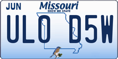 MO license plate UL0D5W
