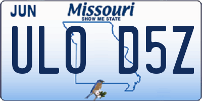 MO license plate UL0D5Z