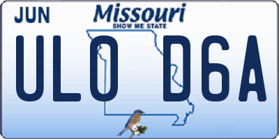 MO license plate UL0D6A