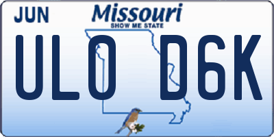MO license plate UL0D6K
