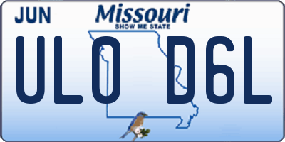 MO license plate UL0D6L