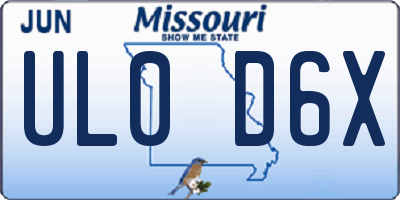 MO license plate UL0D6X