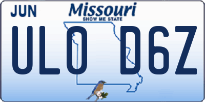 MO license plate UL0D6Z