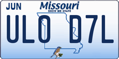 MO license plate UL0D7L