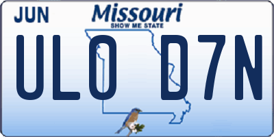 MO license plate UL0D7N