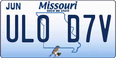 MO license plate UL0D7V