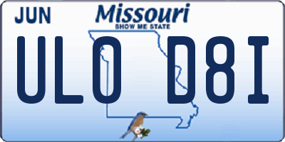 MO license plate UL0D8I
