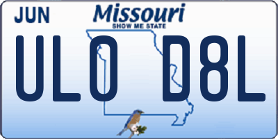MO license plate UL0D8L
