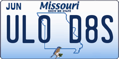 MO license plate UL0D8S