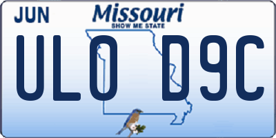 MO license plate UL0D9C
