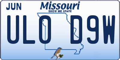 MO license plate UL0D9W