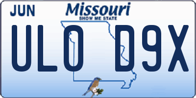 MO license plate UL0D9X