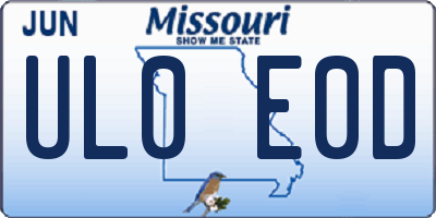 MO license plate UL0E0D