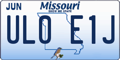 MO license plate UL0E1J