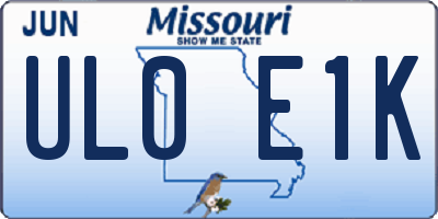 MO license plate UL0E1K