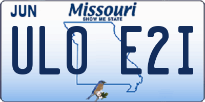 MO license plate UL0E2I
