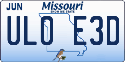 MO license plate UL0E3D