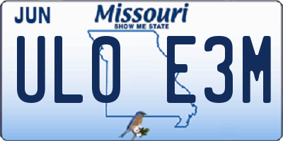 MO license plate UL0E3M