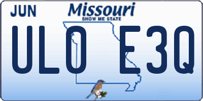 MO license plate UL0E3Q