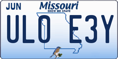 MO license plate UL0E3Y
