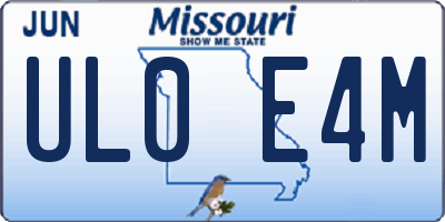MO license plate UL0E4M