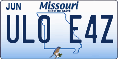 MO license plate UL0E4Z