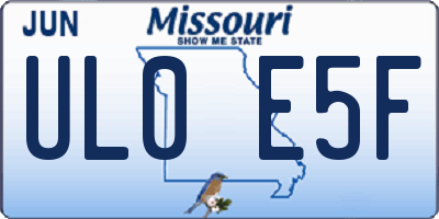 MO license plate UL0E5F