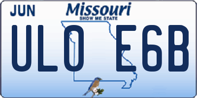 MO license plate UL0E6B