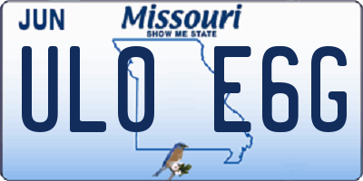 MO license plate UL0E6G