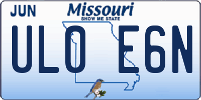 MO license plate UL0E6N