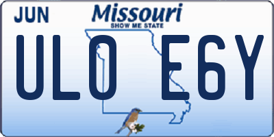 MO license plate UL0E6Y