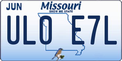 MO license plate UL0E7L