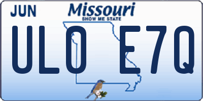 MO license plate UL0E7Q