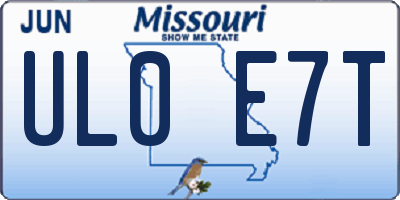 MO license plate UL0E7T