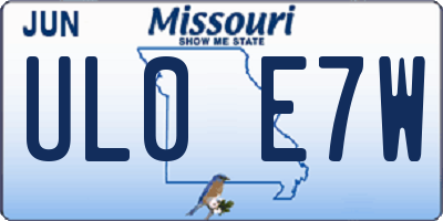 MO license plate UL0E7W